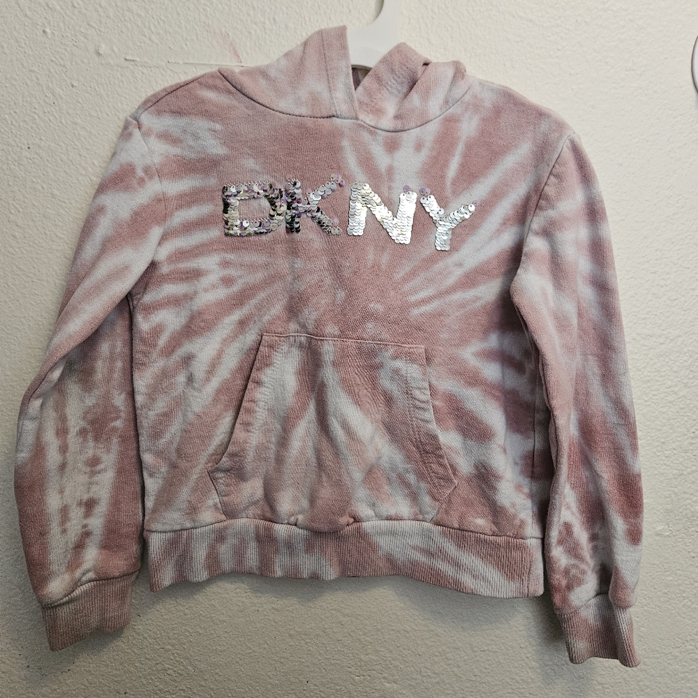 2/$10 DKNY Size 5 Pink and White Tie-Dye Sweatshirt